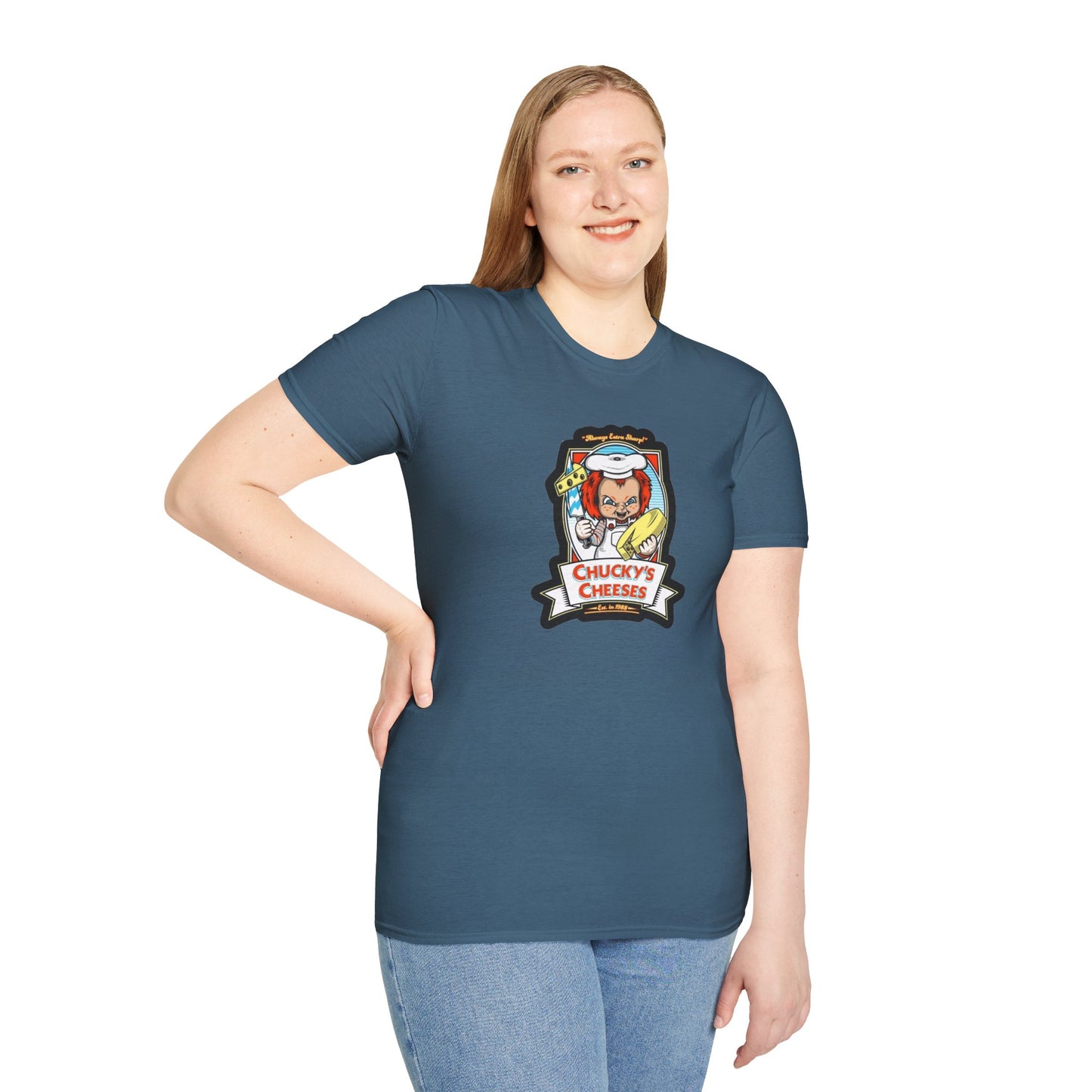 Chucky Cheese's Parody Unisex Softstyle Tee