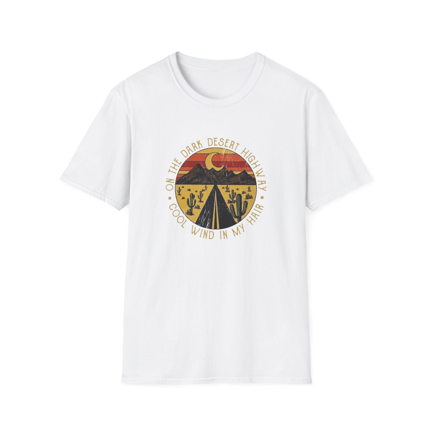 On A Dark Desert Highway Unisex Softstyle Tee