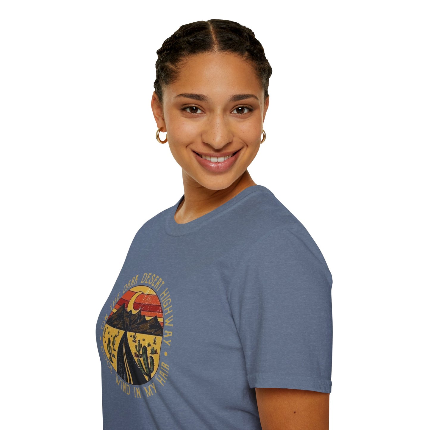 On A Dark Desert Highway Unisex Softstyle Tee