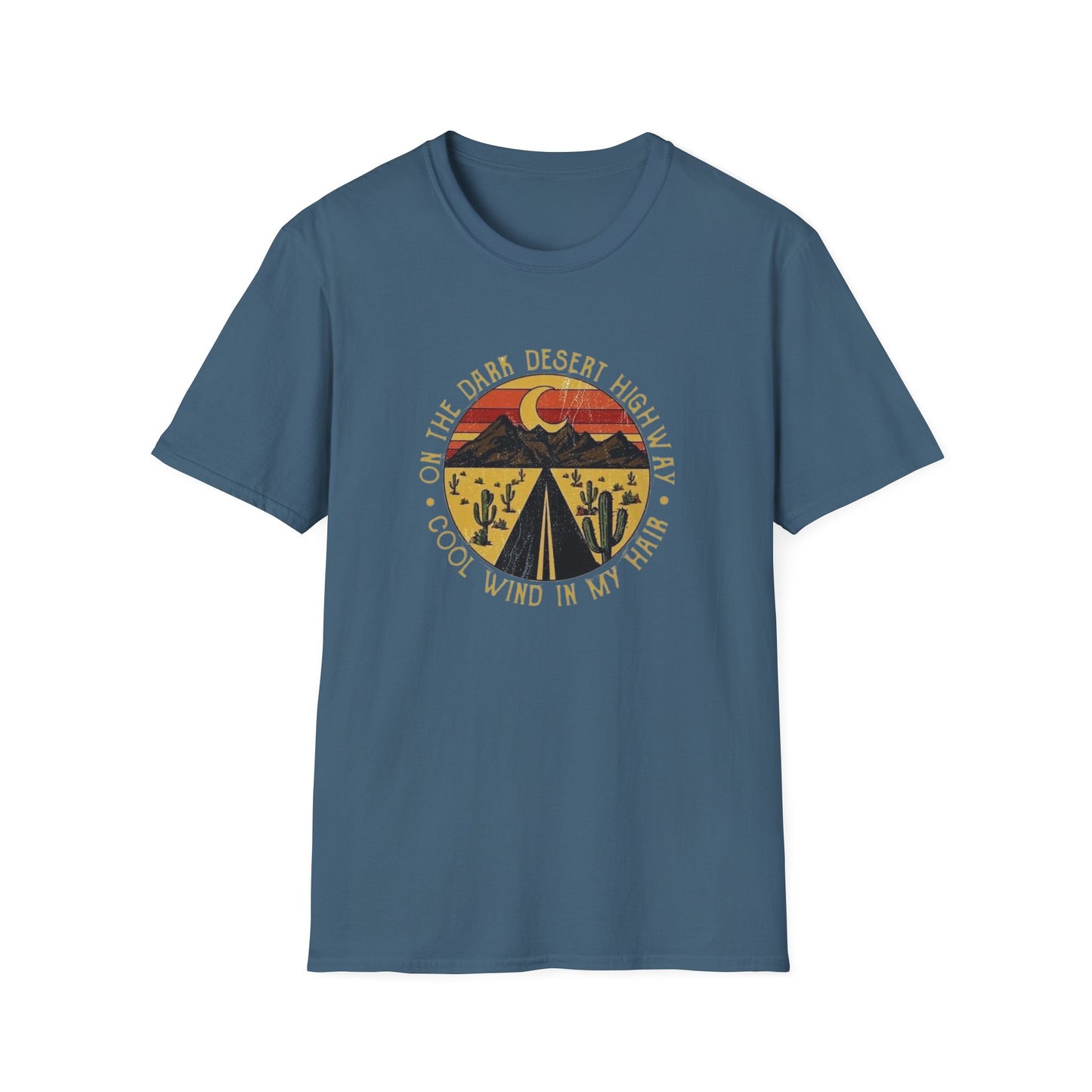 On A Dark Desert Highway Unisex Softstyle Tee