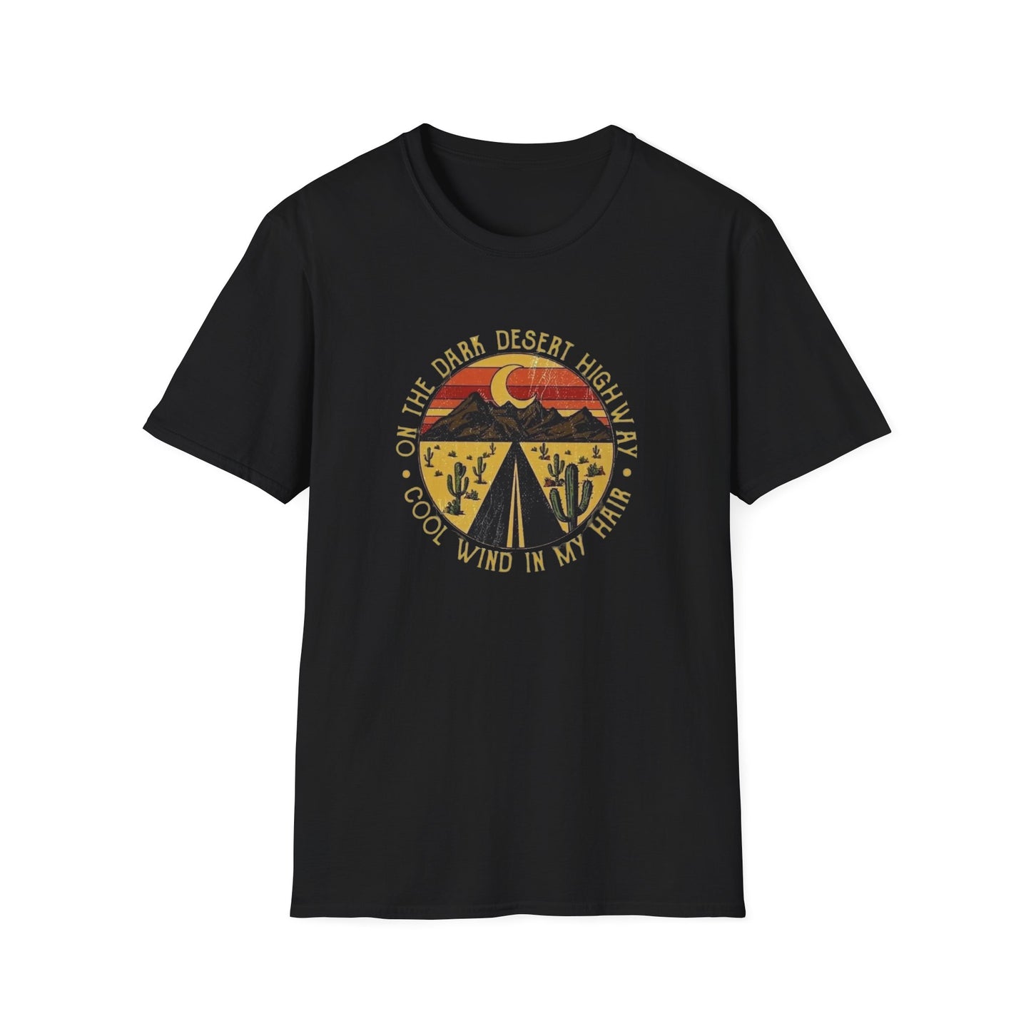 On A Dark Desert Highway Unisex Softstyle Tee
