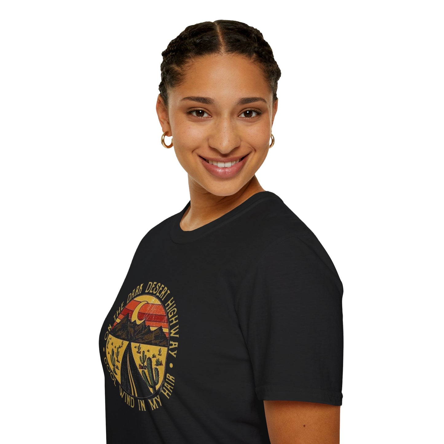 On A Dark Desert Highway Unisex Softstyle Tee