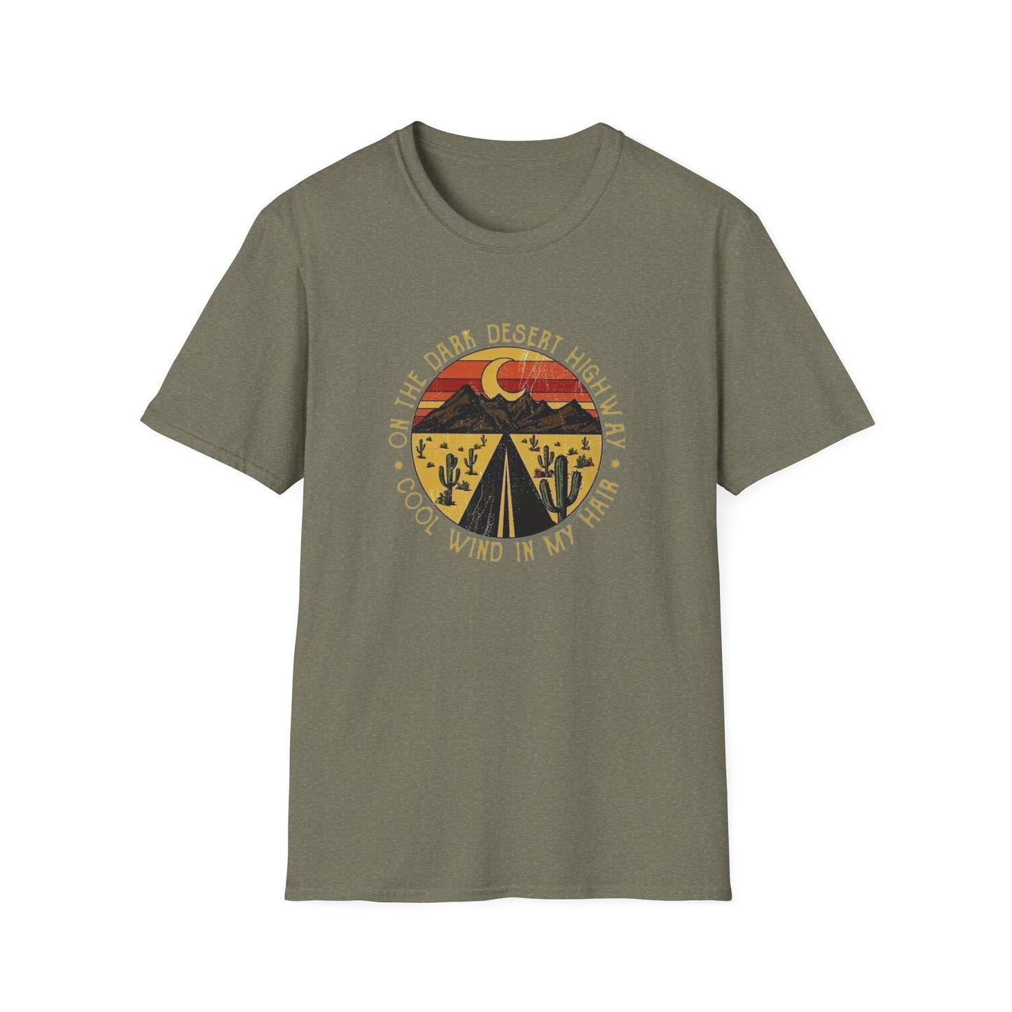 On A Dark Desert Highway Unisex Softstyle Tee