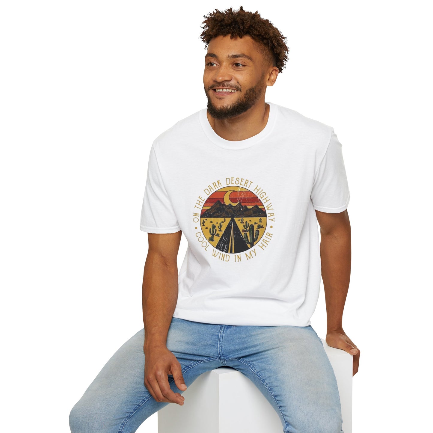 On A Dark Desert Highway Unisex Softstyle Tee