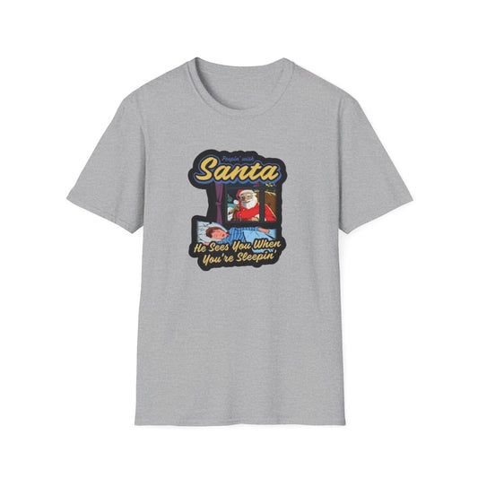 Peeping Santa Unisex Softstyle Tee