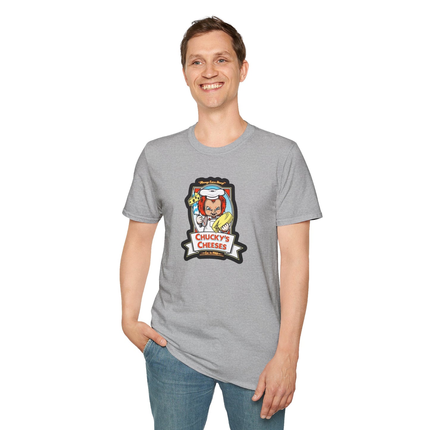 Chucky Cheese's Parody Unisex Softstyle Tee