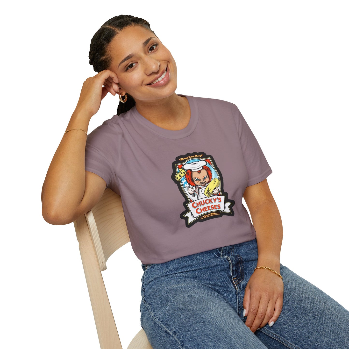 Chucky Cheese's Parody Unisex Softstyle Tee