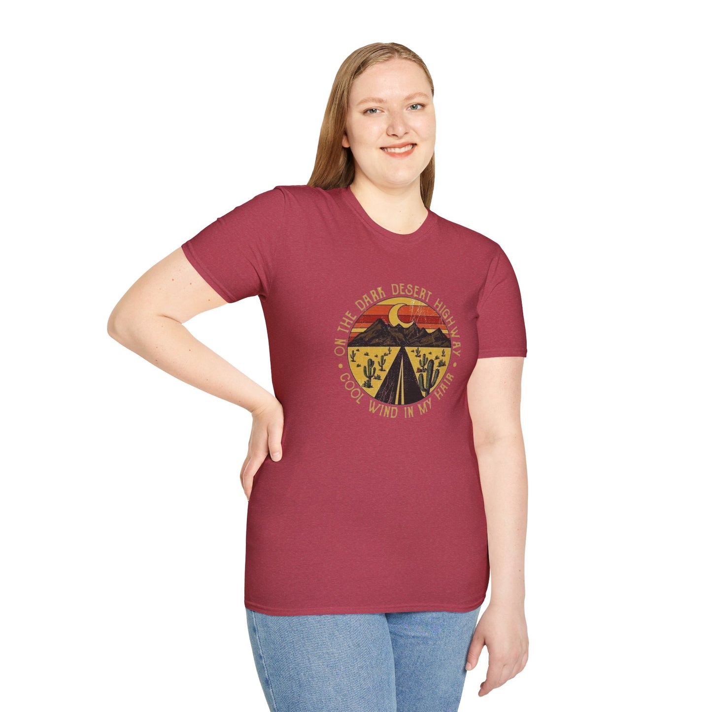 On A Dark Desert Highway Unisex Softstyle Tee