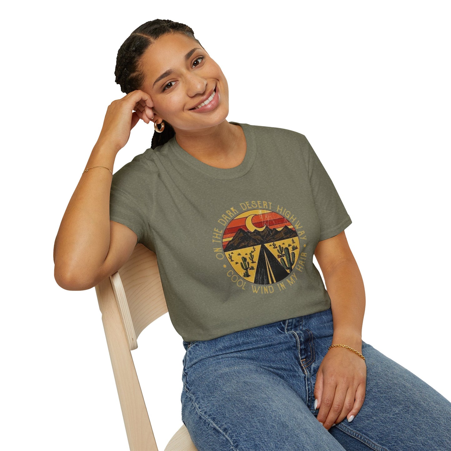 On A Dark Desert Highway Unisex Softstyle Tee