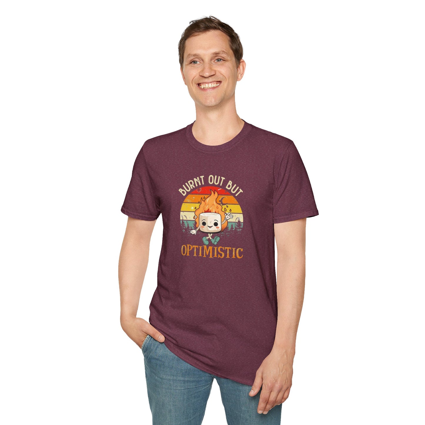 Burnt Out But Optimistic Unisex Softstyle Tee