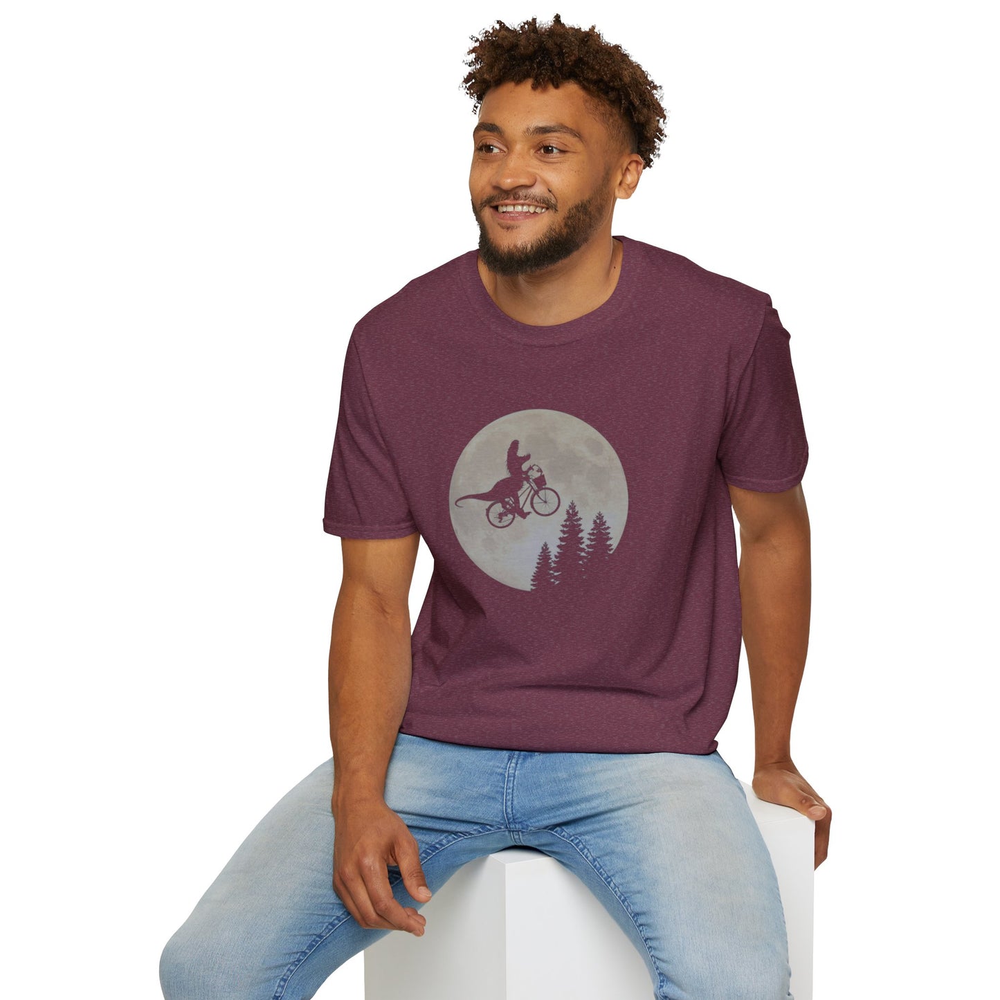 T-Rex in The Moon Unisex Softstyle Tee