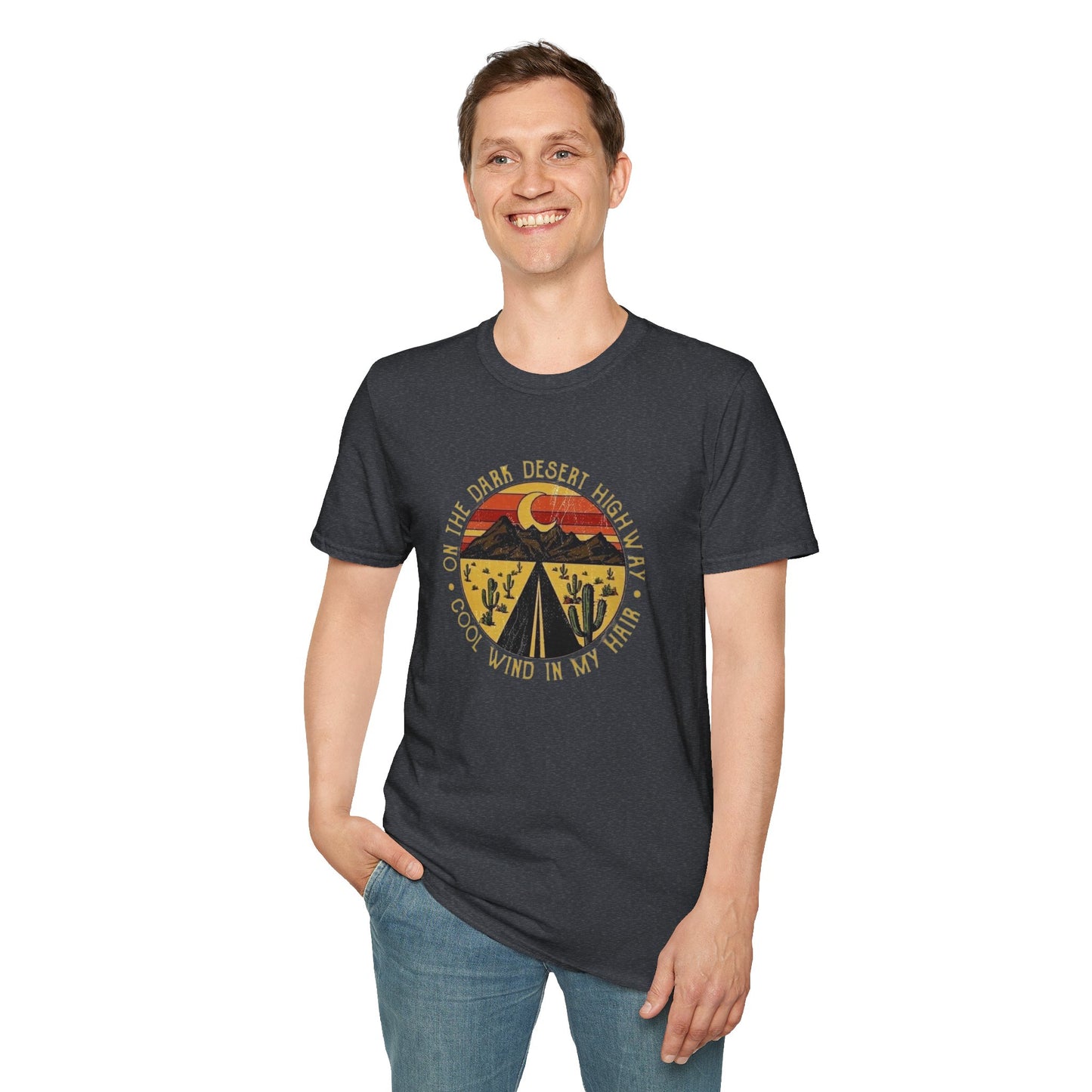 On A Dark Desert Highway Unisex Softstyle Tee