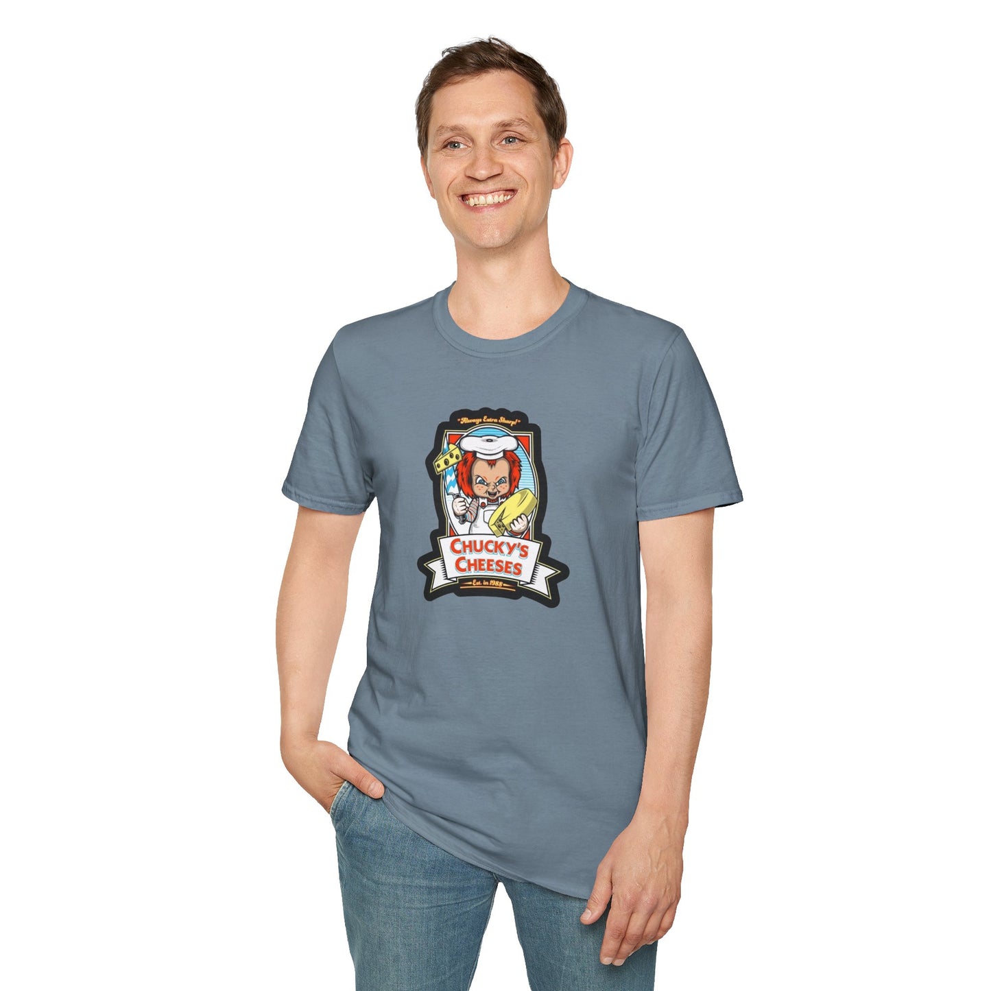 Chucky Cheese's Parody Unisex Softstyle Tee