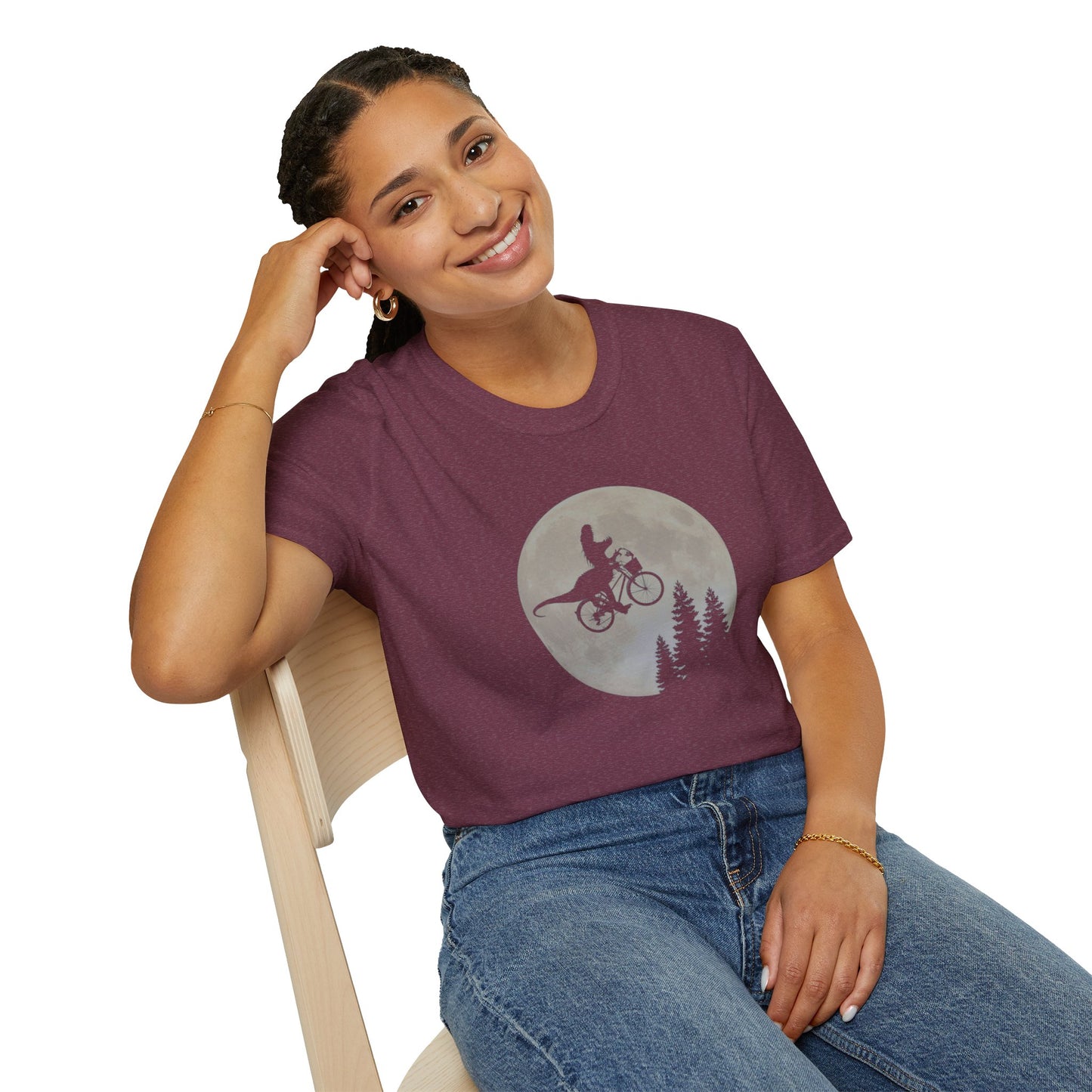 T-Rex in The Moon Unisex Softstyle Tee