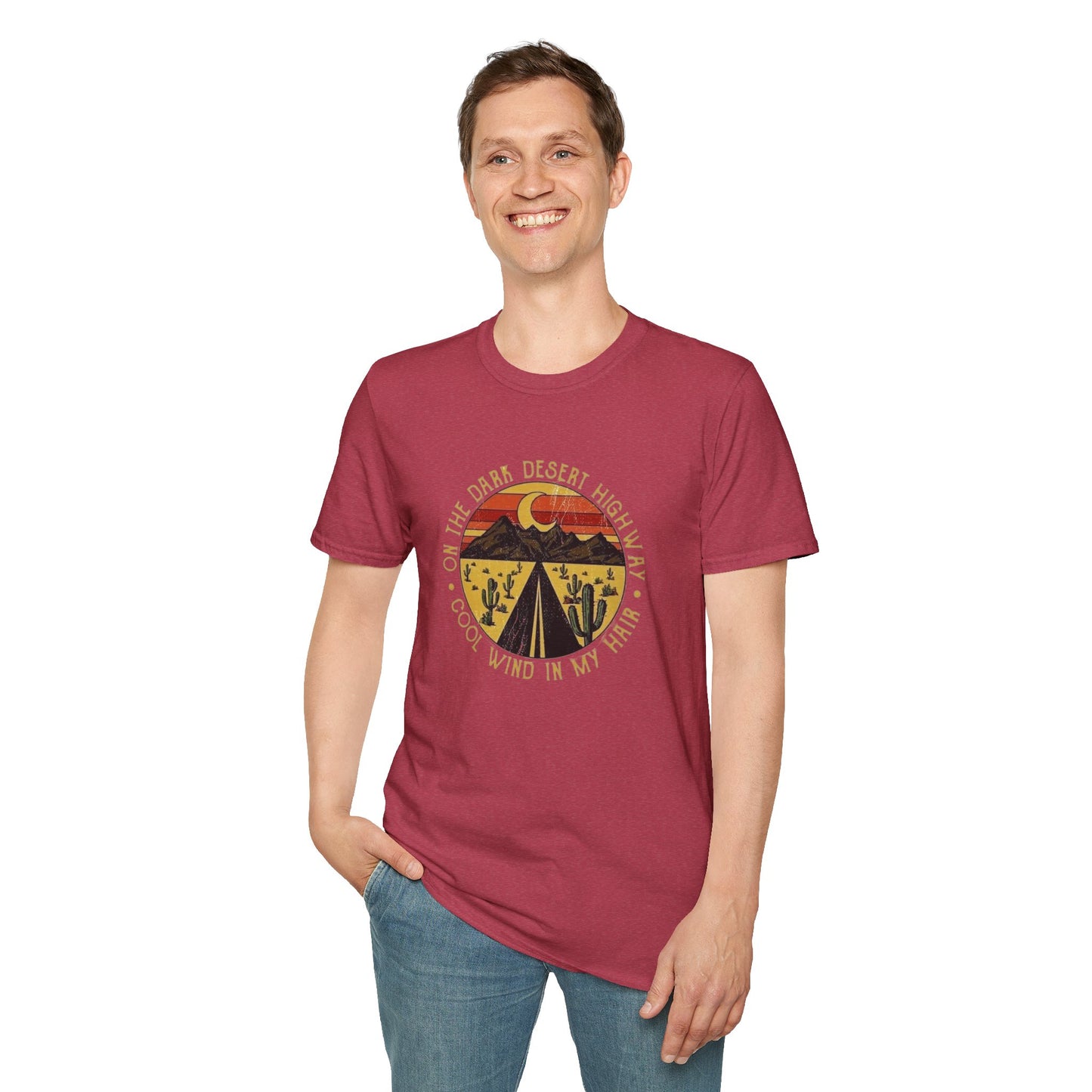 On A Dark Desert Highway Unisex Softstyle Tee