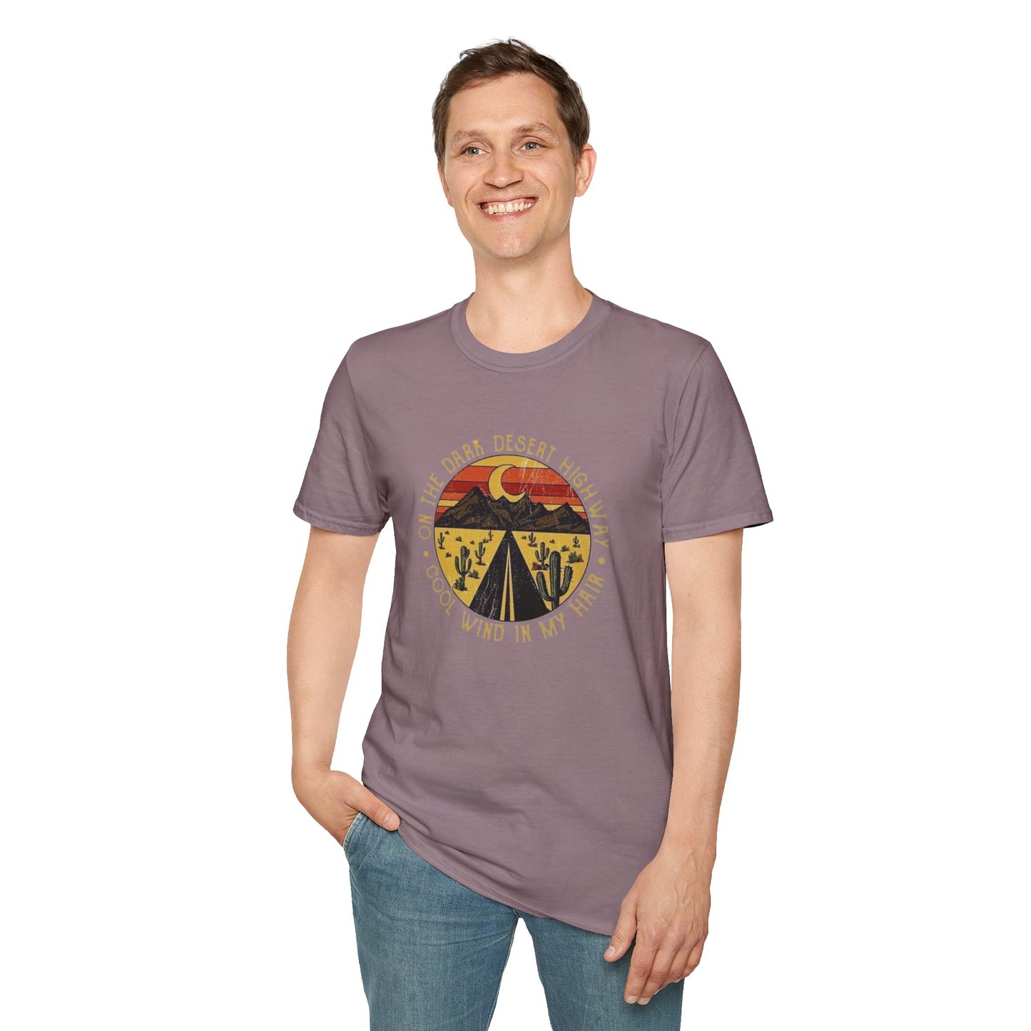 On A Dark Desert Highway Unisex Softstyle Tee