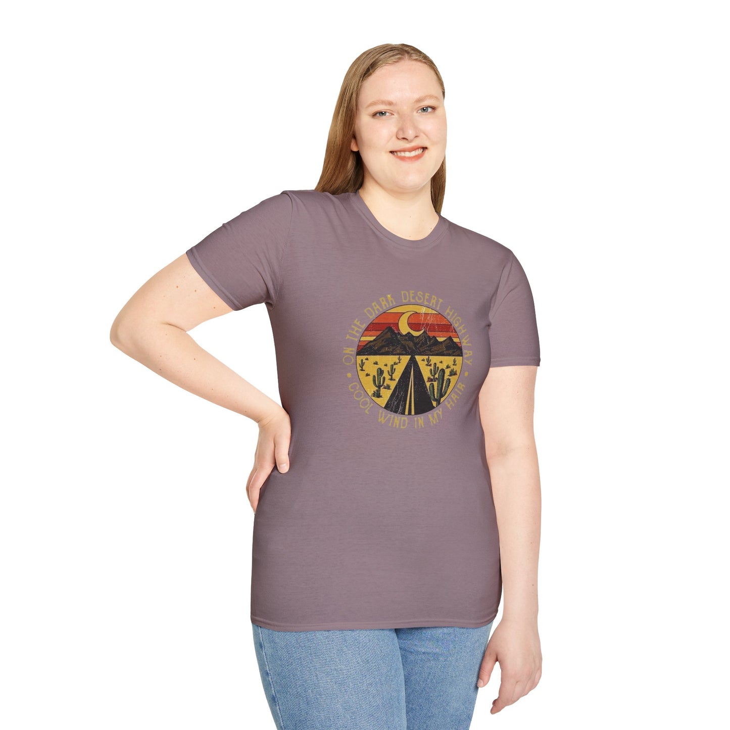 On A Dark Desert Highway Unisex Softstyle Tee