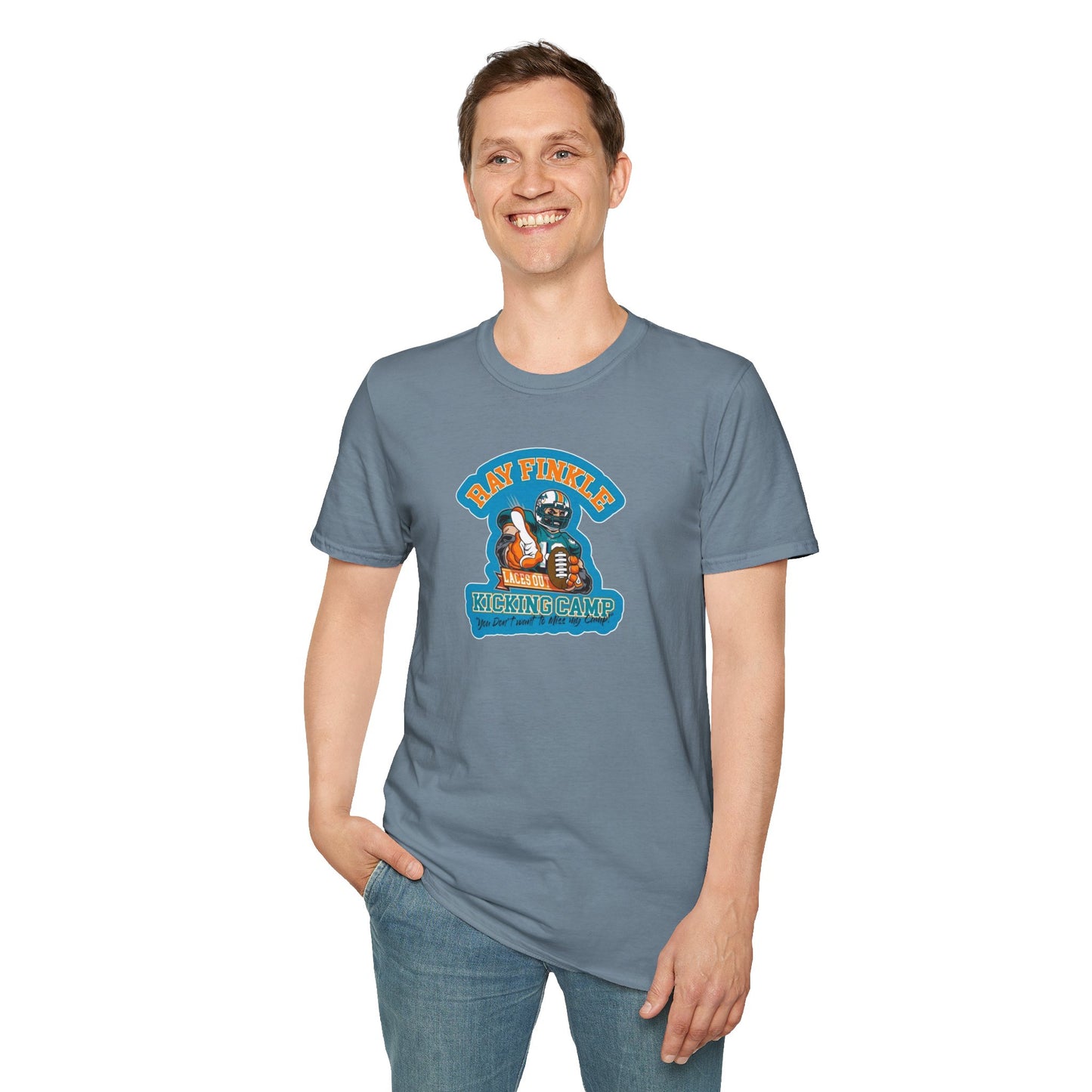 Ray Finkle Laces Out Kicking Camp Unisex Softstyle Tee