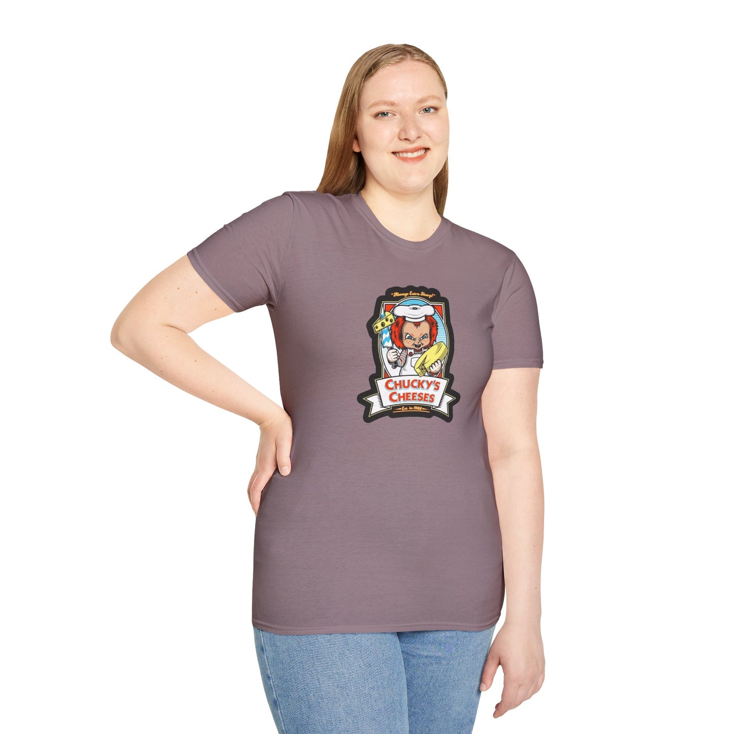 Chucky Cheese's Parody Unisex Softstyle Tee