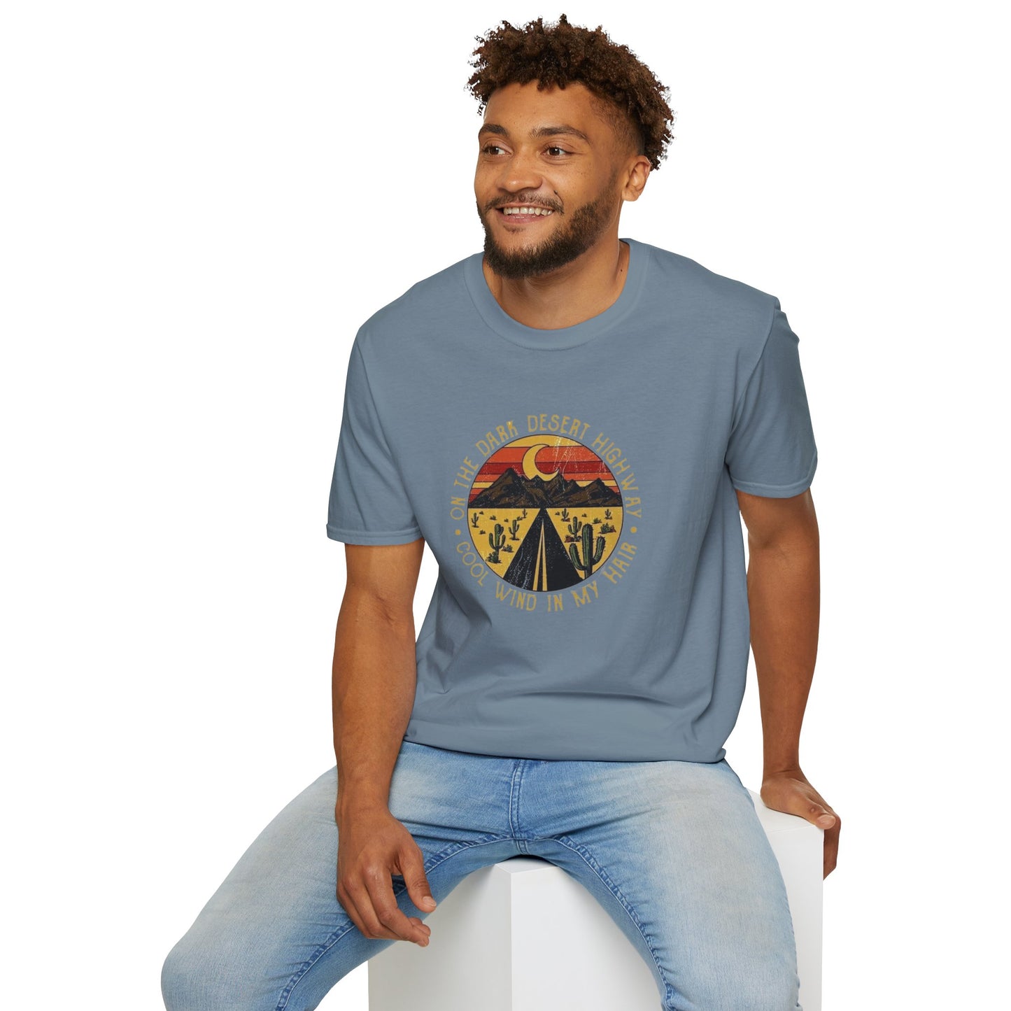 On A Dark Desert Highway Unisex Softstyle Tee