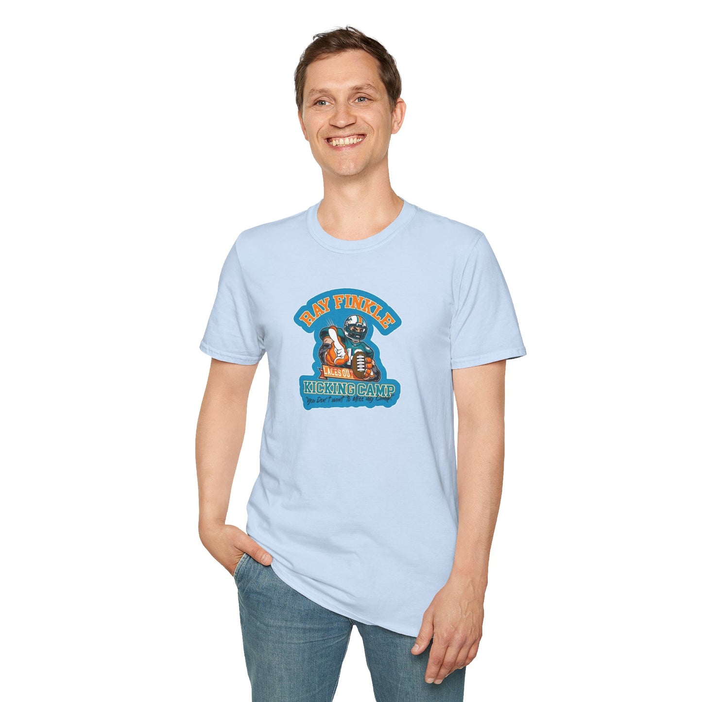 Ray Finkle Laces Out Kicking Camp Unisex Softstyle Tee