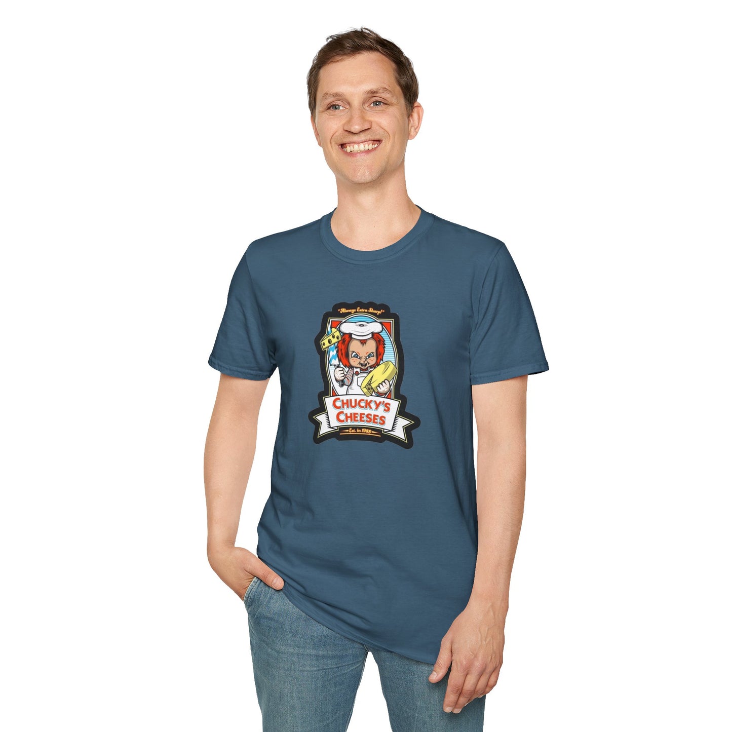 Chucky Cheese's Parody Unisex Softstyle Tee