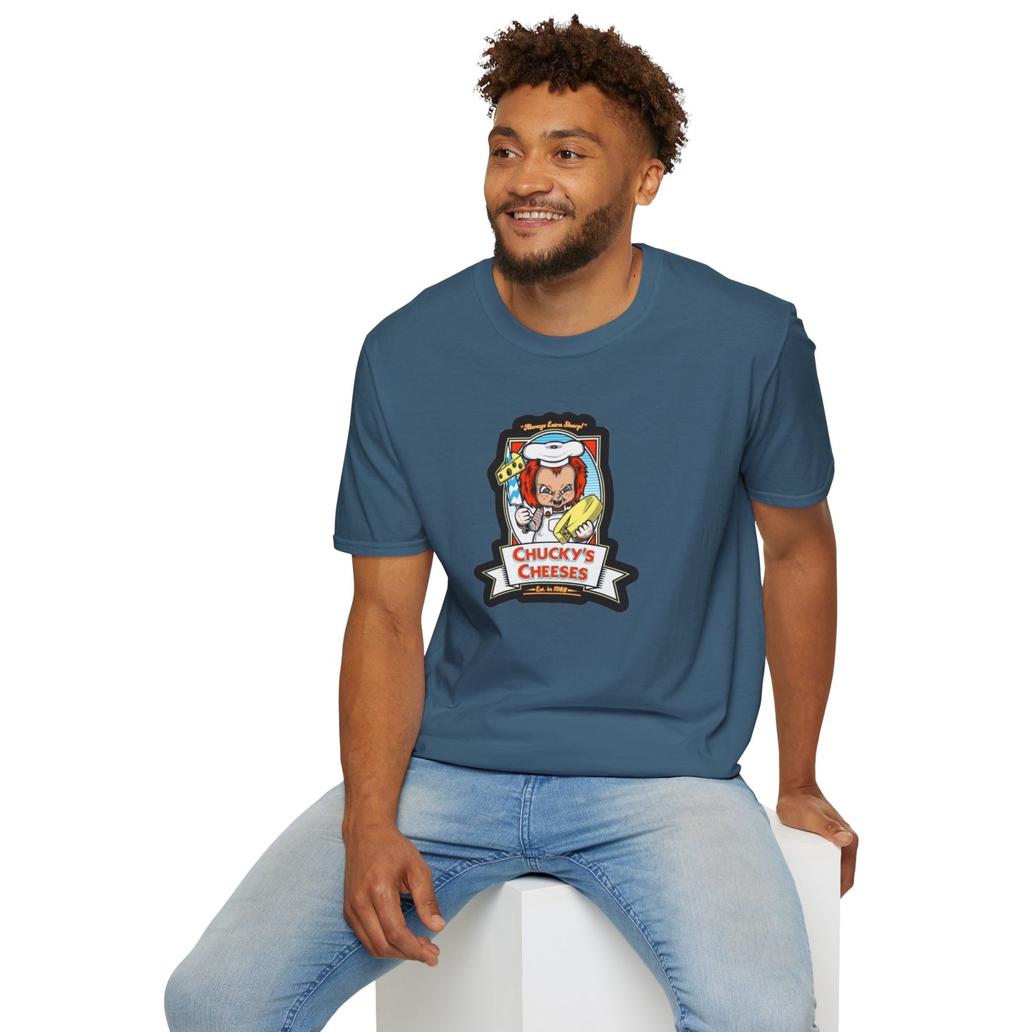 Chucky Cheese's Parody Unisex Softstyle Tee