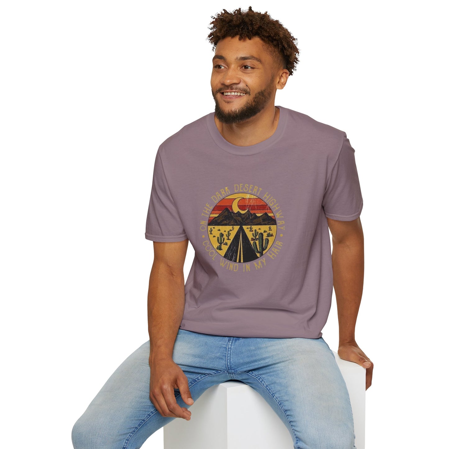 On A Dark Desert Highway Unisex Softstyle Tee