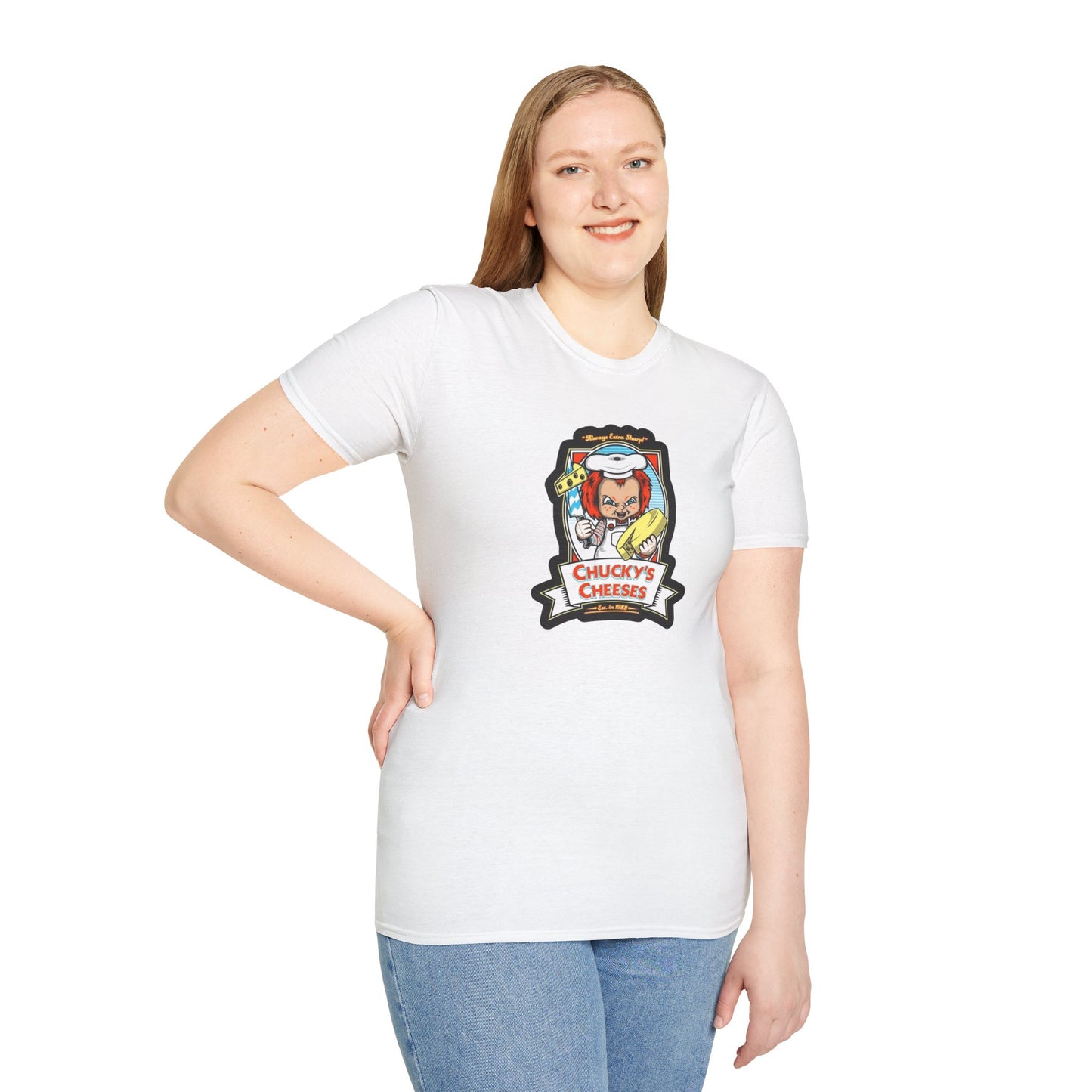 Chucky Cheese's Parody Unisex Softstyle Tee