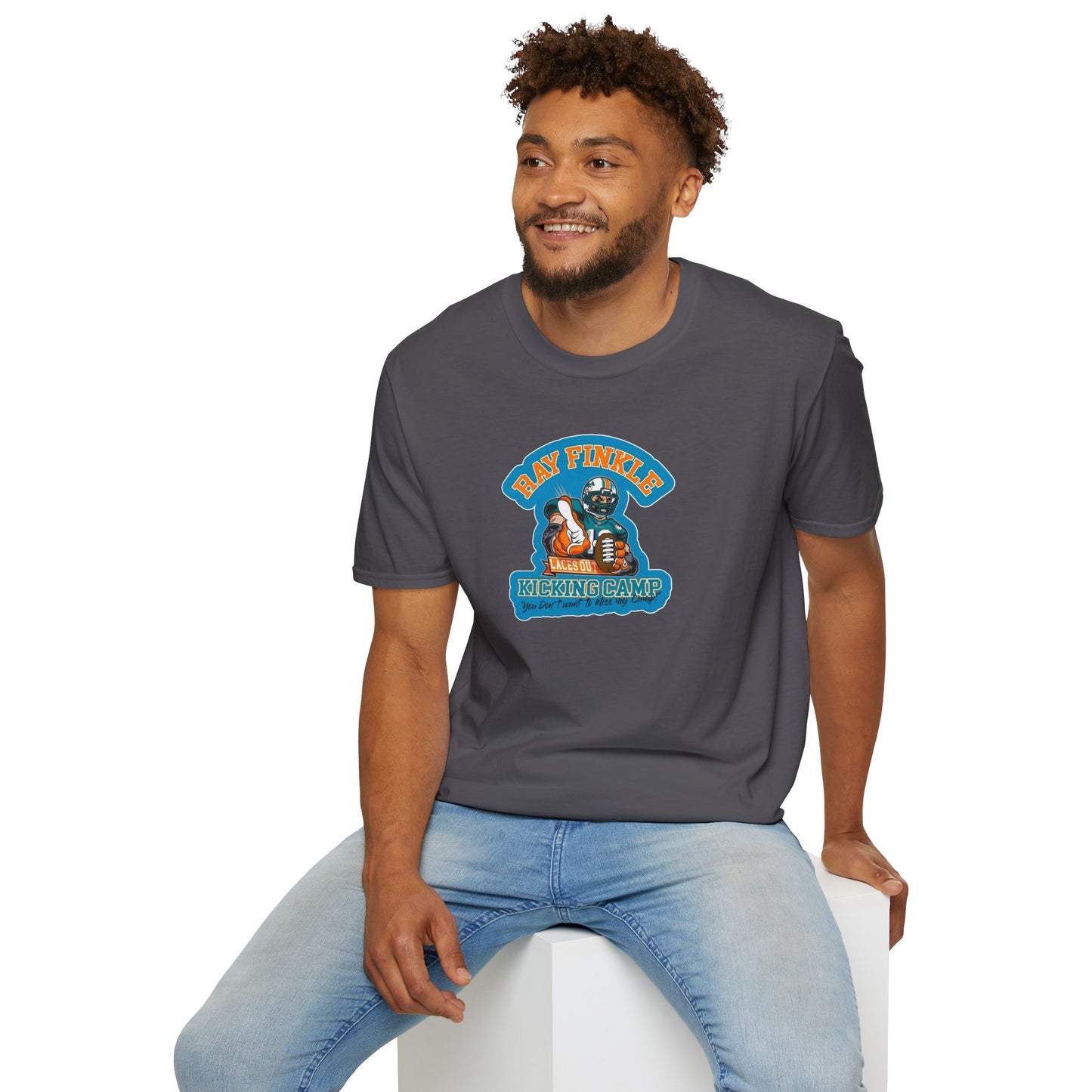 Ray Finkle Laces Out Kicking Camp Unisex Softstyle Tee