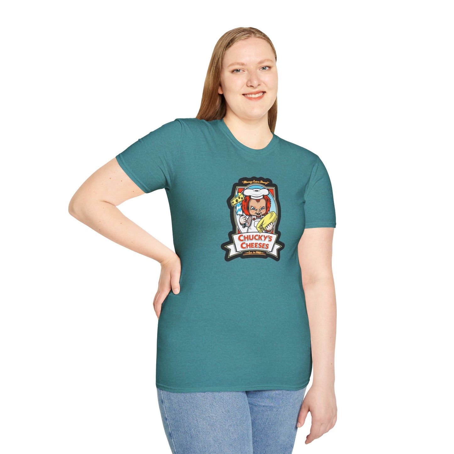 Chucky Cheese's Parody Unisex Softstyle Tee