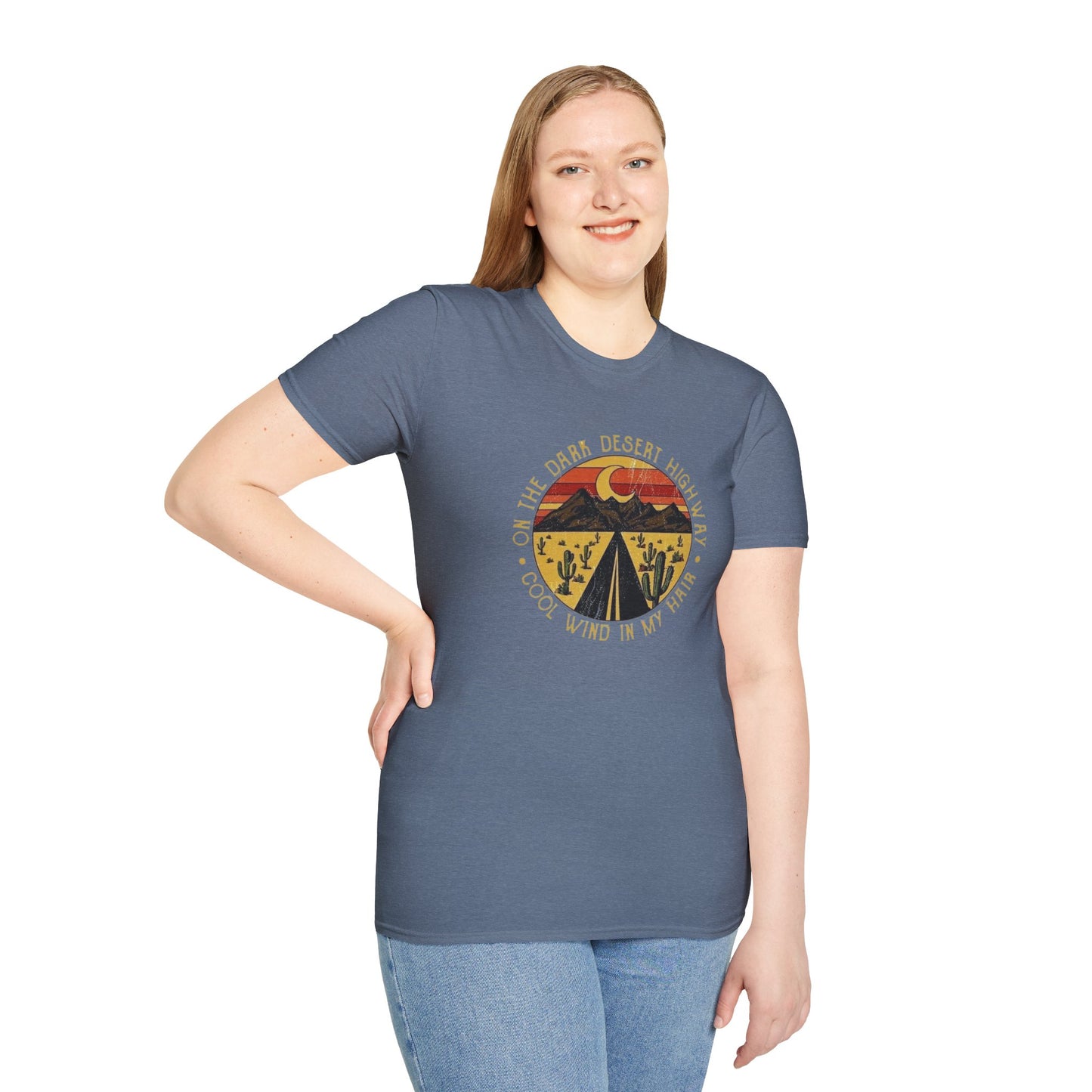 On A Dark Desert Highway Unisex Softstyle Tee